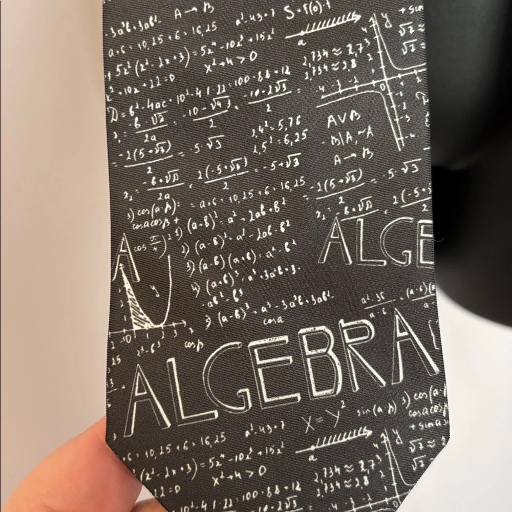 Three Rooker Algebra Allover Mathematics Black White Polyester Necktie Tie